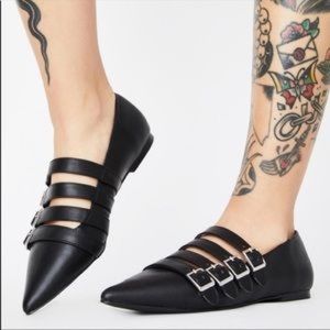 Like new Strange Cvlt coven flats black 7 buckle straps Witch Halloween